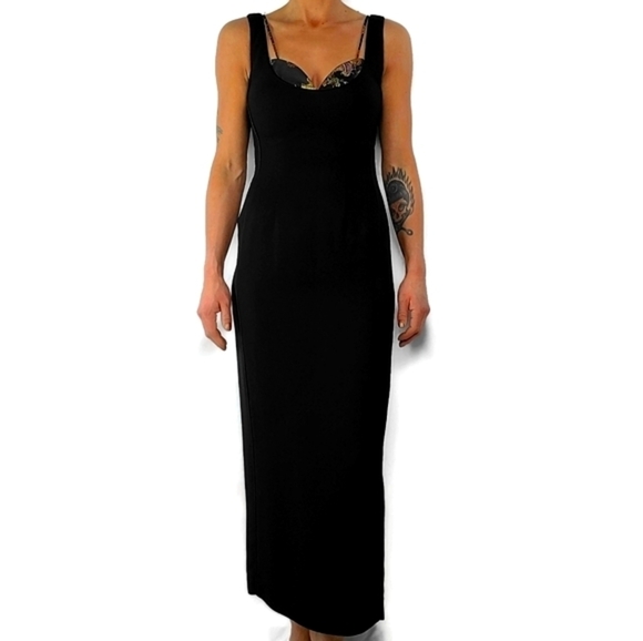 Nicole Miller NYC Long Sheath Dress Size 4 Black - Picture 1 of 6